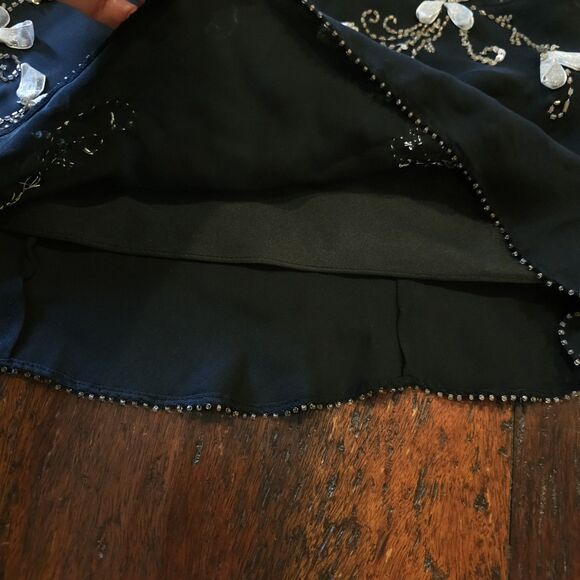 Vintage Kaufmann’s Silk Beaded Black Top Ribbon Beaded Formal Evening Shell Sz 8 - Picture 7 of 10